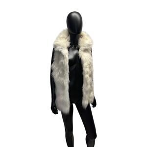 Calvin Klein Off White Faux Fur Vest Sz S